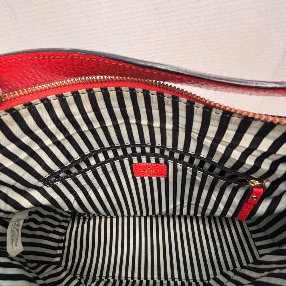 kate spade Bright Red Leather Tassel Hobo Shoulder Bag - Picture 7 of 13